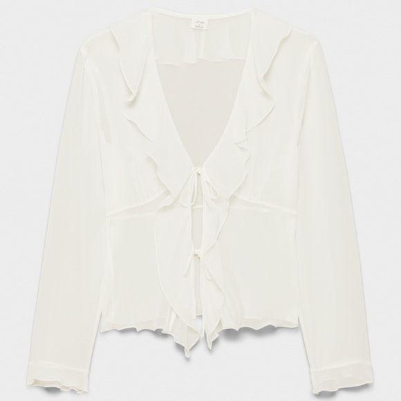 Wilfred x Aritzia “Frenchy” White Ruffle Blouse - Picture 2 of 10